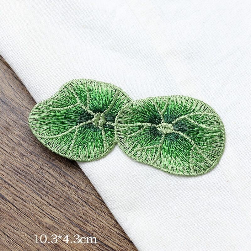 Groen Lotusblad Geborduurde Applique Naai-Patches Sticker Voor Kleding Bag Craft Reparatie Diy Decoratie