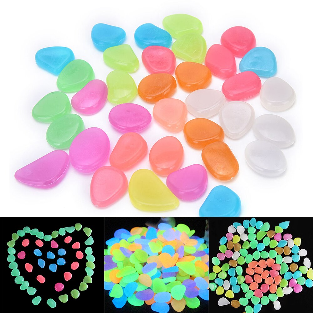 10Pcs/Set Luminous Stones Decorative Pebbles Exquisite Polished Stone for Garden Walkways Aquarium Fish Tank Dark Light Stones