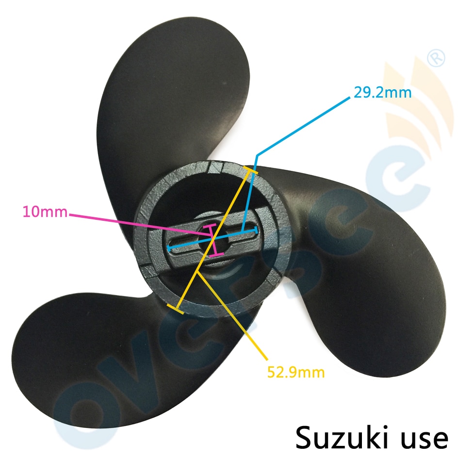Supervisar 58111-98452-019 hélice 4-3/4 "Paso para Suzuki 2HP 2.2HP 2.5HP motor fueraborda 7-1/2x4-3/4