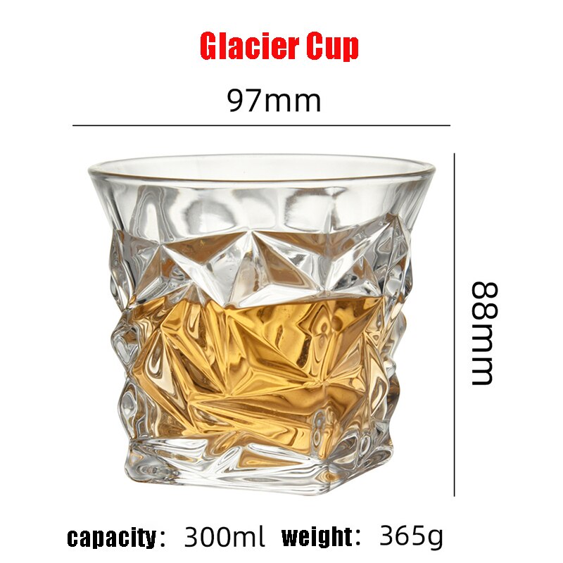 Vasos gruesos de para Bar, vasos de cristal irregulares cilíndricos con fondo de cristal para whisky, Brandy, vaso de vino exterior: F