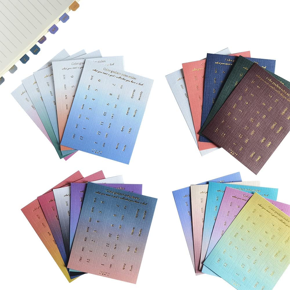 Onglets d'index adhésifs mensuels, 10 feuilles, onglets séparateurs mensuels colorés pour les organisations des planificateurs d'étude au bureau