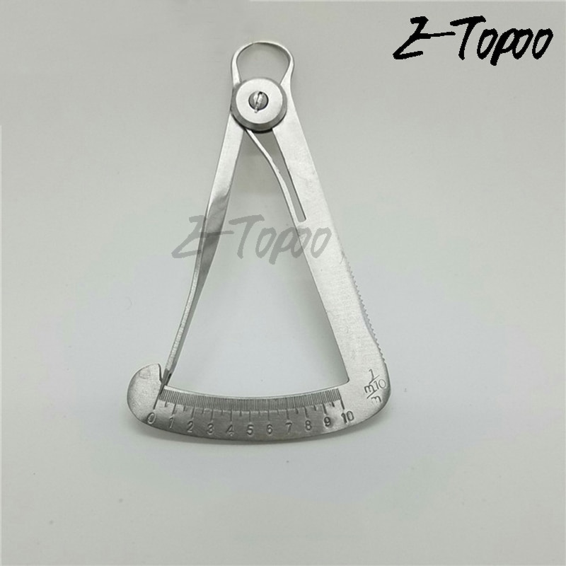 10mm Dental Gauge Caliper Stainless Steel Dental Sharp Tips Metal Wax Thickness Accurate Measurement Ruler Tool for Dental Lab