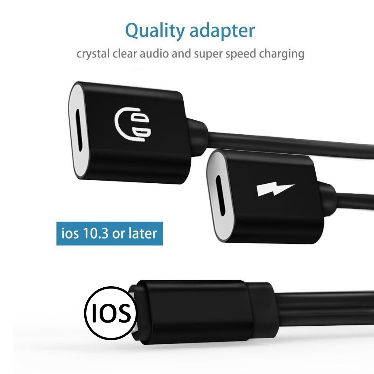 2 in 1 Splitter Adapter for iPhone X/8/8 Plus/7/7 Plus for Lightning Headphone Audio & Charge Adapter