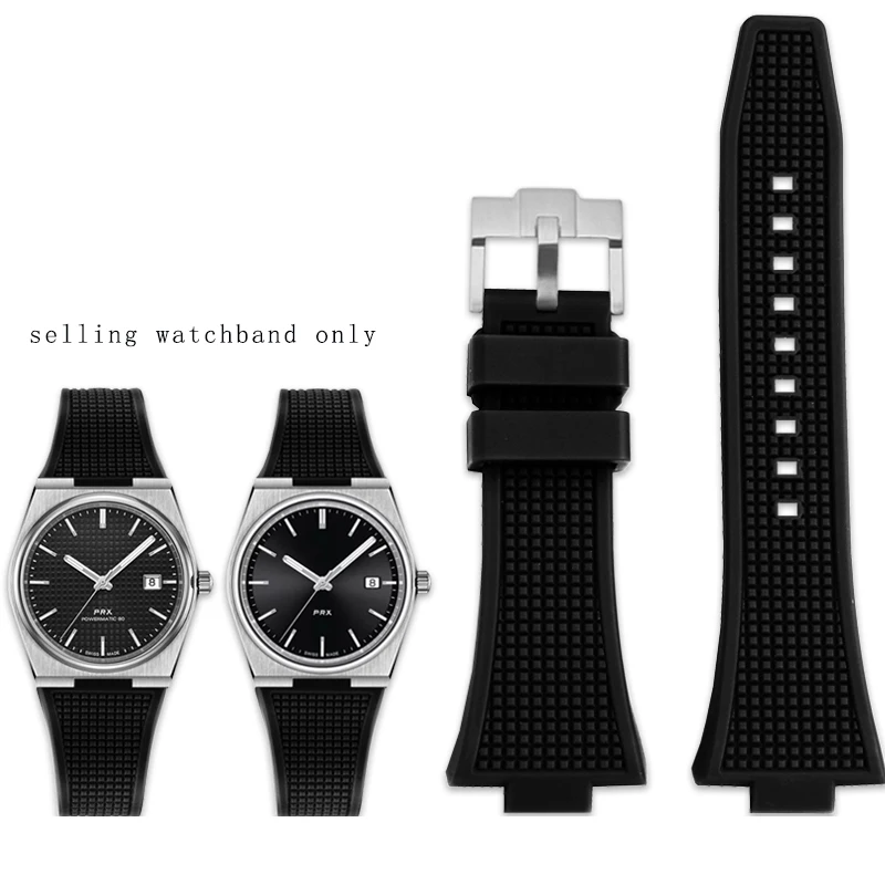 Erhöhtes Silikonarmband für TISSOT PRX Super Player T137.407/410 Serie, weißes, leuchtendes Silikon-Uhrenarmband für Herrenarmband: Red black