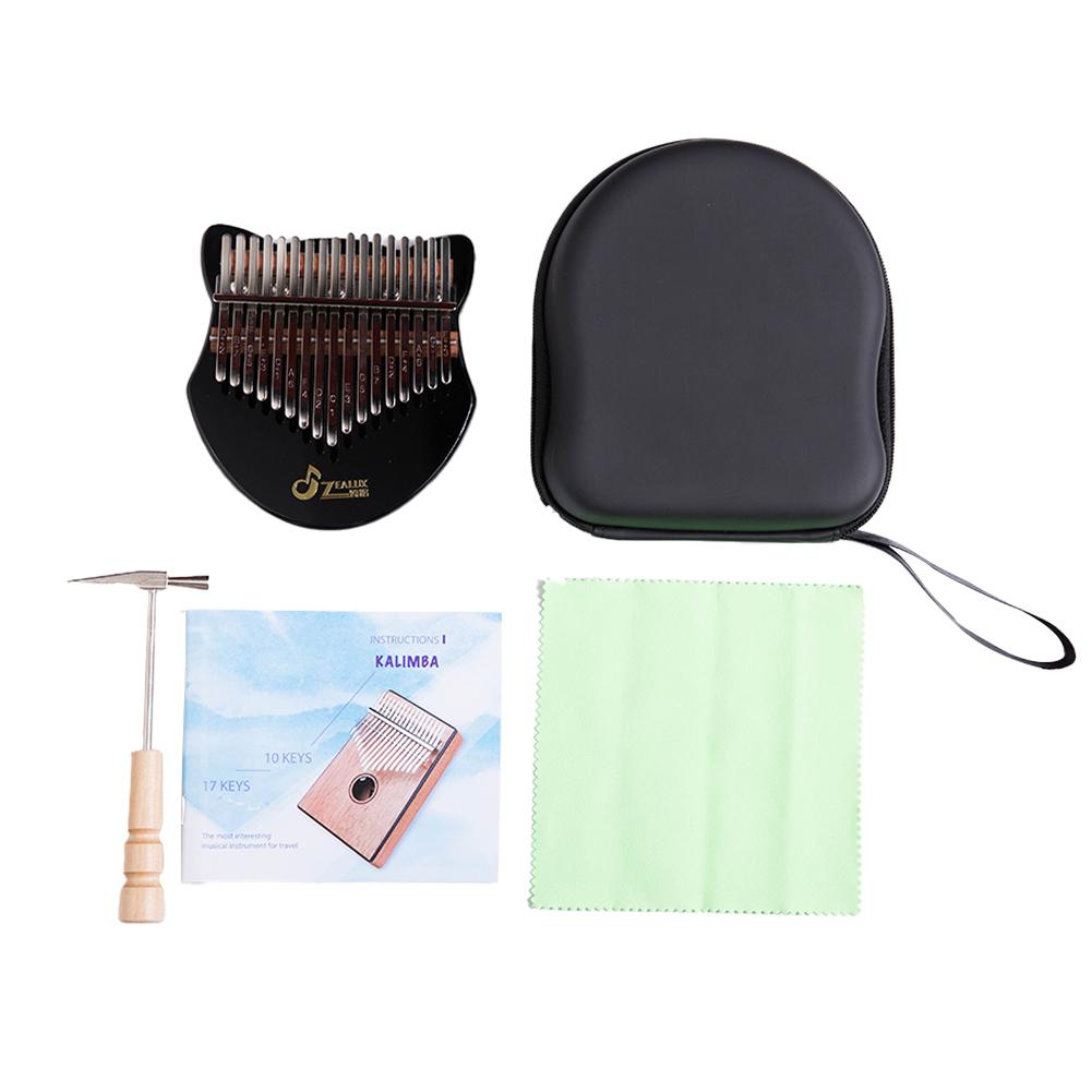 Kalimba de acrílico de 17 teclas, Piano de pulgar transparente negro Mbira Sanza, teclado de Piano de pulgar, instrumento Musical, martillo de afinación