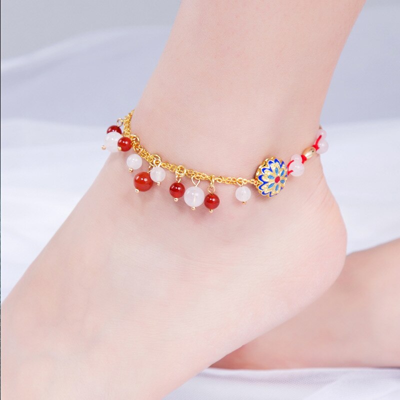 14 Entwürfe Ethnische Schmuck Handgemachte Geflochtene Jahrgang Ethnische Fußkettchen, Neue Thailand Meatl Kupfer Charme Fuß Ketten: T