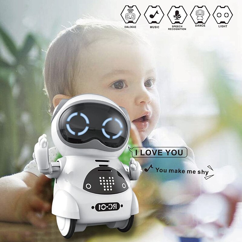 Mini rc lommerobot til børn med interaktiv dialogsamtale, stemmegenkendelse, chatoptagelse, sang og dans