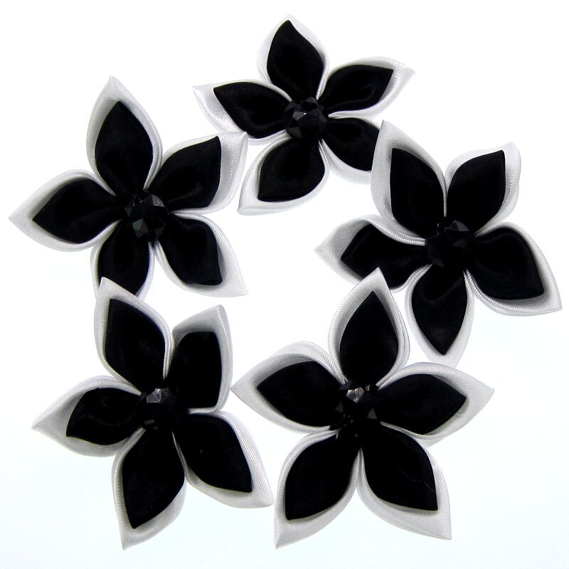 20 Stücke Satin- Blumen Strass Sternförmigen 2 Schichten Applikationen Nähen Haar Bogen Zubehör Handwerk Dekorationen 5,0 cm: Muster 2