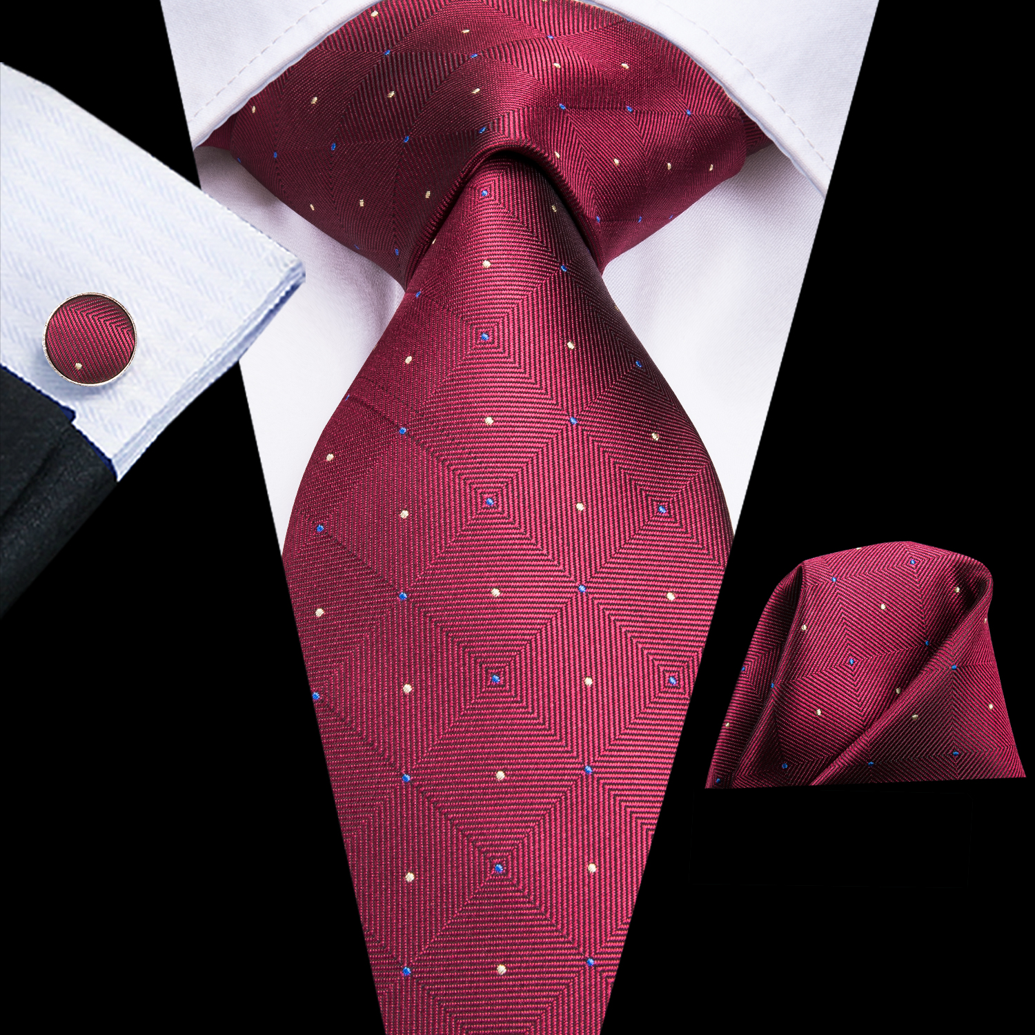 Hallo-binden Plaid Punkte Lila Grau Herren Elegante Krawatte Taschentuch Manschettenknöpfe für Rauchen Klassische Seide Luxus Krawatte für Mann