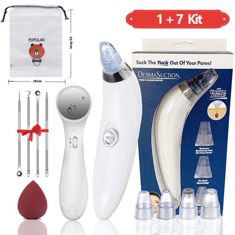 Blackhead Remover Facial Deep Cleansing Vacuum Acne Pore Cleaner pimple remover tools Removal Suction Facial Skin Care Machine: white Set