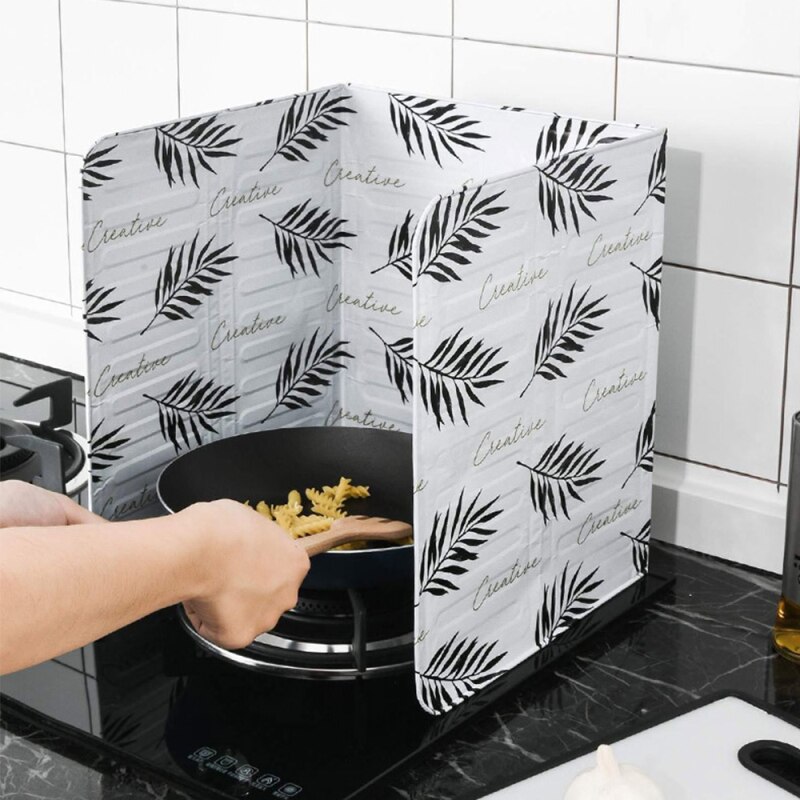 Anti Splatter Shield Guard Oil Splash Guard Aluminum Foil Oil Block Oil Barrier Stove Anti-Splashing Oil Baffle Heat Insulation: White