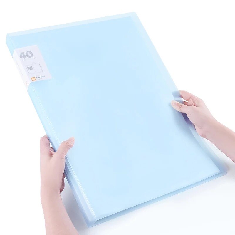 40 60 Pages A3 File Folder Painting Paper Organizer Storage Bag Document Sheet Protectors Book Display Stationery: 40 pages blue
