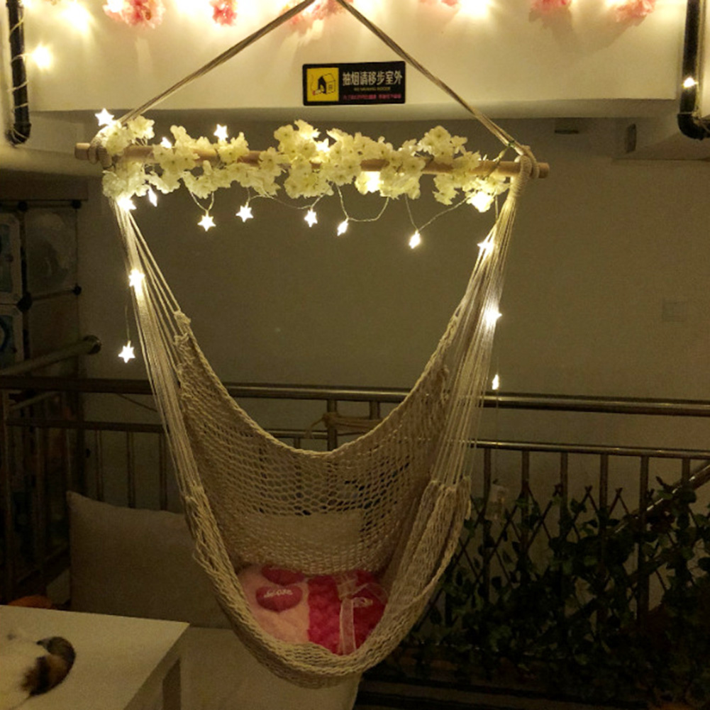 Large Cotton Rope Hammock Chair Comfortable Hanging Chair Indoor Outdoor Use