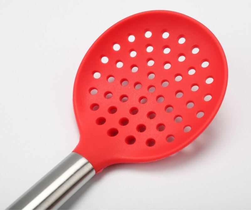 Stainless Steel Hollow Handle Food Grade Safety Silicone Colander Practical Food Kitchen Cooking Utensils