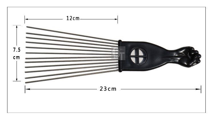 3 Size Black Fist Afro Metal Comb African Hair Pik Comb Brush Salon Hairdressing Hairstyle Styling Tool