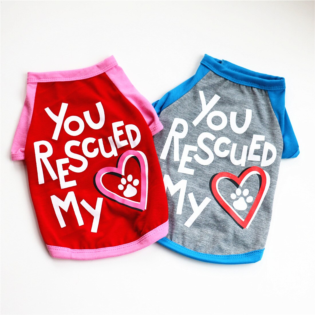 Você resgatou meu coração moda carta imprimir camisas para animais de estimação verão roupas para cães pequenos filhote de cachorro chihuahua cachorro camisa