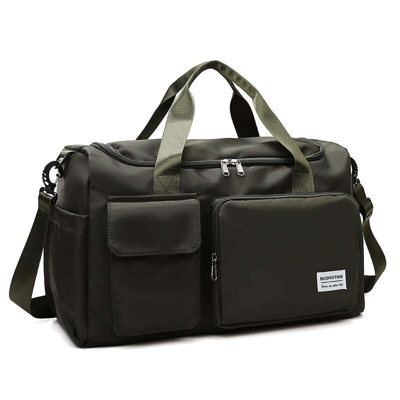 Bolsa de yoga de gran capacidad, bolsa de fitness de separación húmeda en seco, bolso de tela Oxford con posición de zapato, bolsa de viaje, equipaje, nueva: blackish green