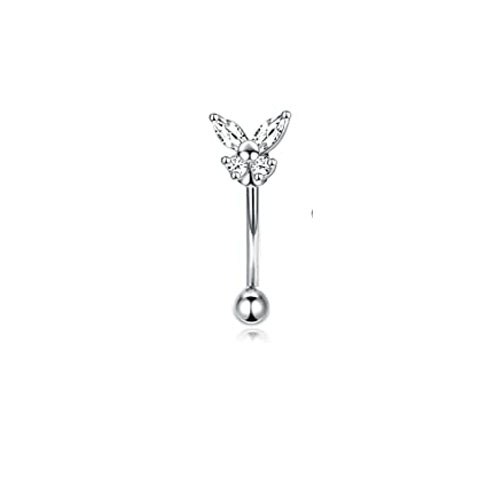 1Pcs 16G Rook Daith Earrings Stainless Steel Belly Lip Ring Cartilage Tragus CZ Body Piercing Curved Barbell Eyebrow Rings 6MM: O
