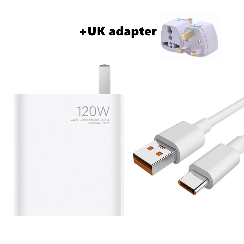 Originele Xiaomi Quick Charge 120W Charger Technologie Snelle Lading Met Type-C Kabel Voor Xiaomi 10 Ultra smartphones Laptop: add UK adapter