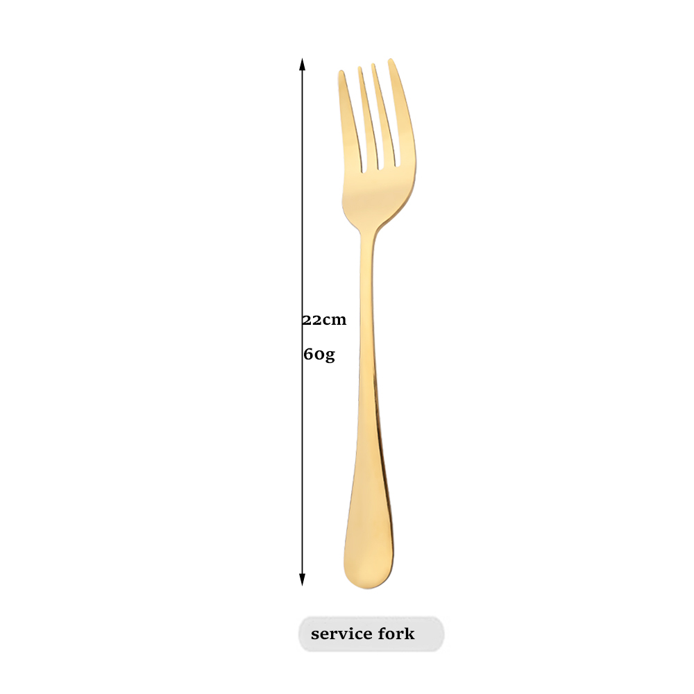 Drmfiy Mirror Dinnerware Dinner Public Fork Restaurant Stainless Steel Distributing Fork Buffet Serving Fork Accessories Tools: 1Pcs Gold