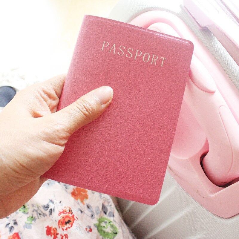 Leuke Roze Pu Lederen Paspoort Deksel Vrouwen Meisjes Passport Wallet Holder Reizen Business Paspoort Reizen Accessoires