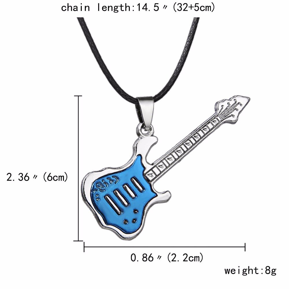 Rinhoo Trendy Lederen Ketting Gitaar Ketting Voor Mannen Punk Rock Muziek Sieraden Rvs Ketting Hanger