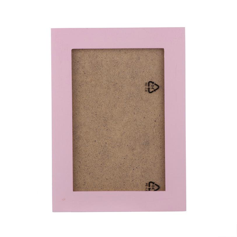 12 Colors Wood Photo Frame 15x11.5cm 1PC Simple Wooden Picture Frame Home Decor Wall Mounted Hanging Photo Frame 35: Pink