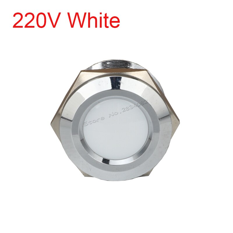 25mm Metal Indicator light LED Signal Lamp Car Boat Pilot Panel Signal Light 6V 12V 24V 220V 110V IP65 Waterproof Warning light: 220v White
