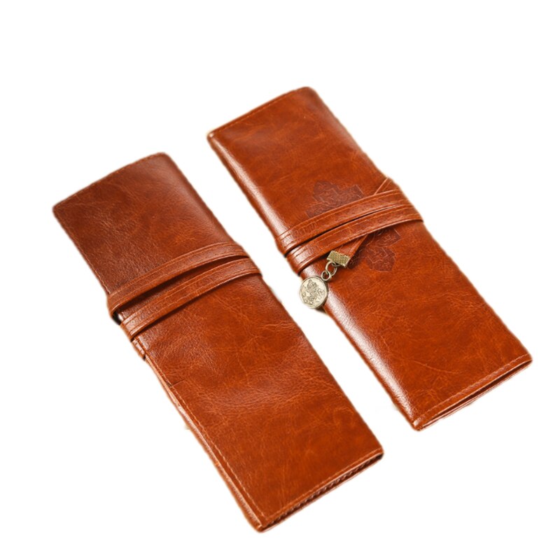 1 stuk leren etui, retro vintage etui, draagbare tas voor make-upkwasten, schoolbenodigdheden, etui's