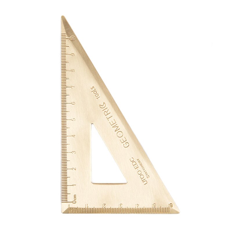 Vintage Brass Triangular Ruler Retro Protractor Drawing Ruler Travelers Notebook Planner Accessories Office and School Supplies