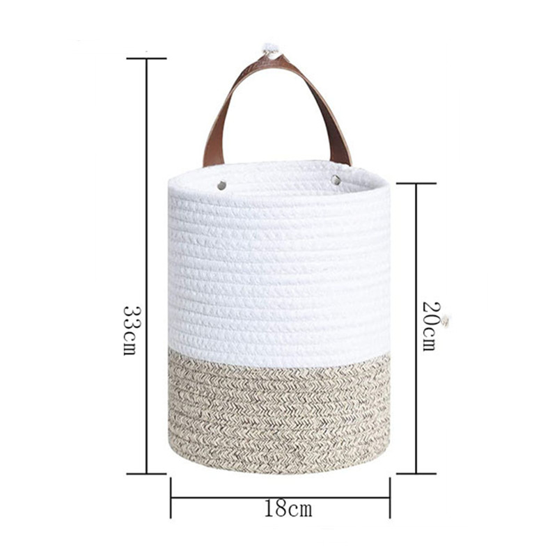 Woven Hanging Basket For Planters Rattan Wicker Baskets Garden Wall Decoration Wall-mounted Basket Storage Rack: White Gray18cm