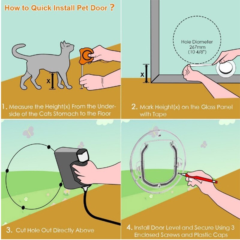 Chien Porte Avec Serrure Pour Chat Chiot Chien Porte Avec Serrure Ronde Transparente Porte Fenêtre Coulissante Verre Porte Verre Fenêtre