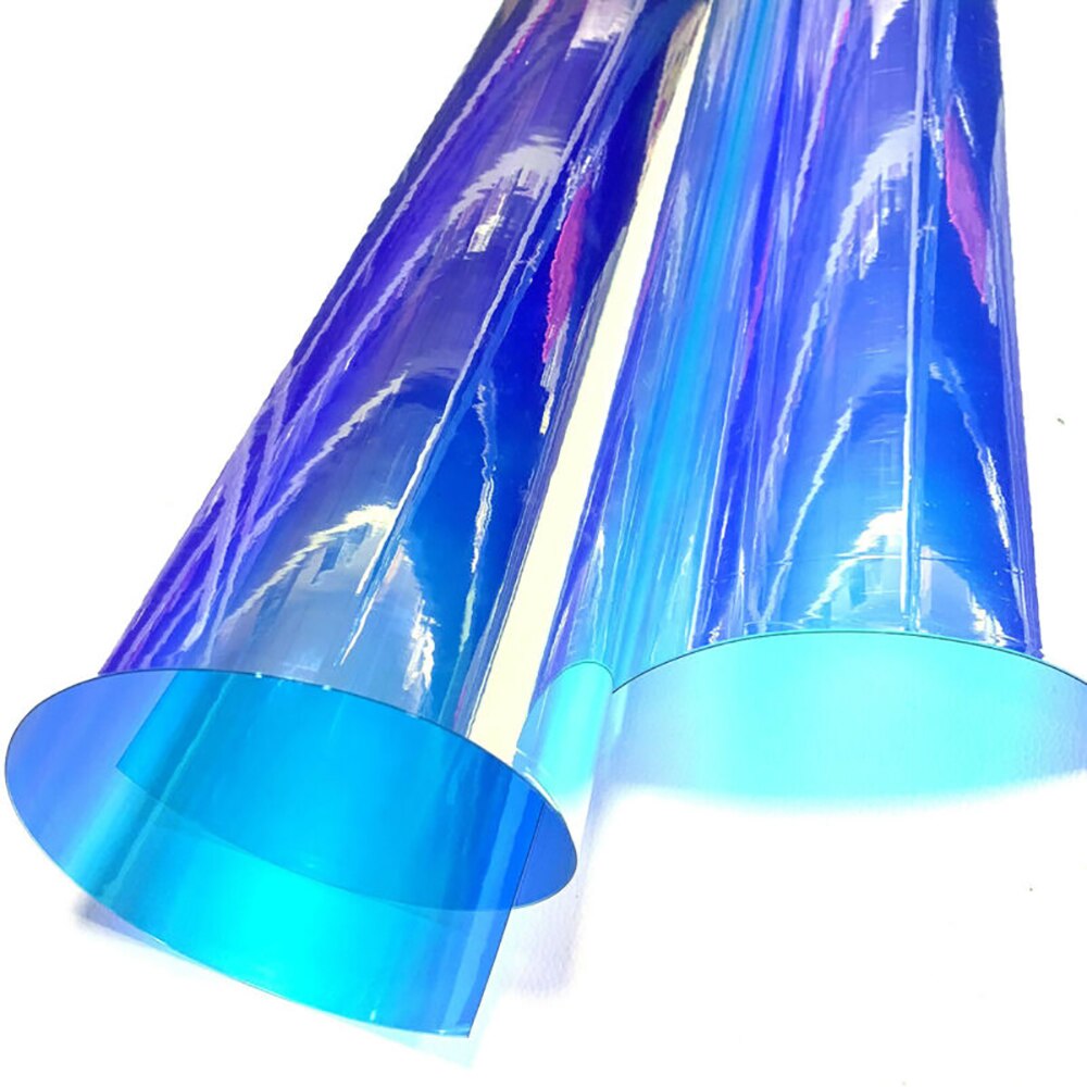 Clear Transparent PVC Holographic DIY Crafts Multicolor Fabric Vinyl Film PVC Fabric Sewing Accessories Handcrafted Bags: Blue 20 30cm