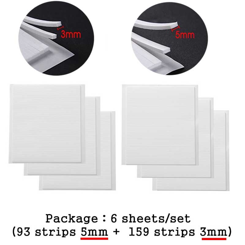 Bande adhésive Double face 3D en mousse, 3mm de profondeur, 5mm / 3mm de largeur, pour bricolage, fabrication de cartes Shaker, fournitures d&#39;artisanat pour Scrapbooking: 1 set 5mm and 3mm