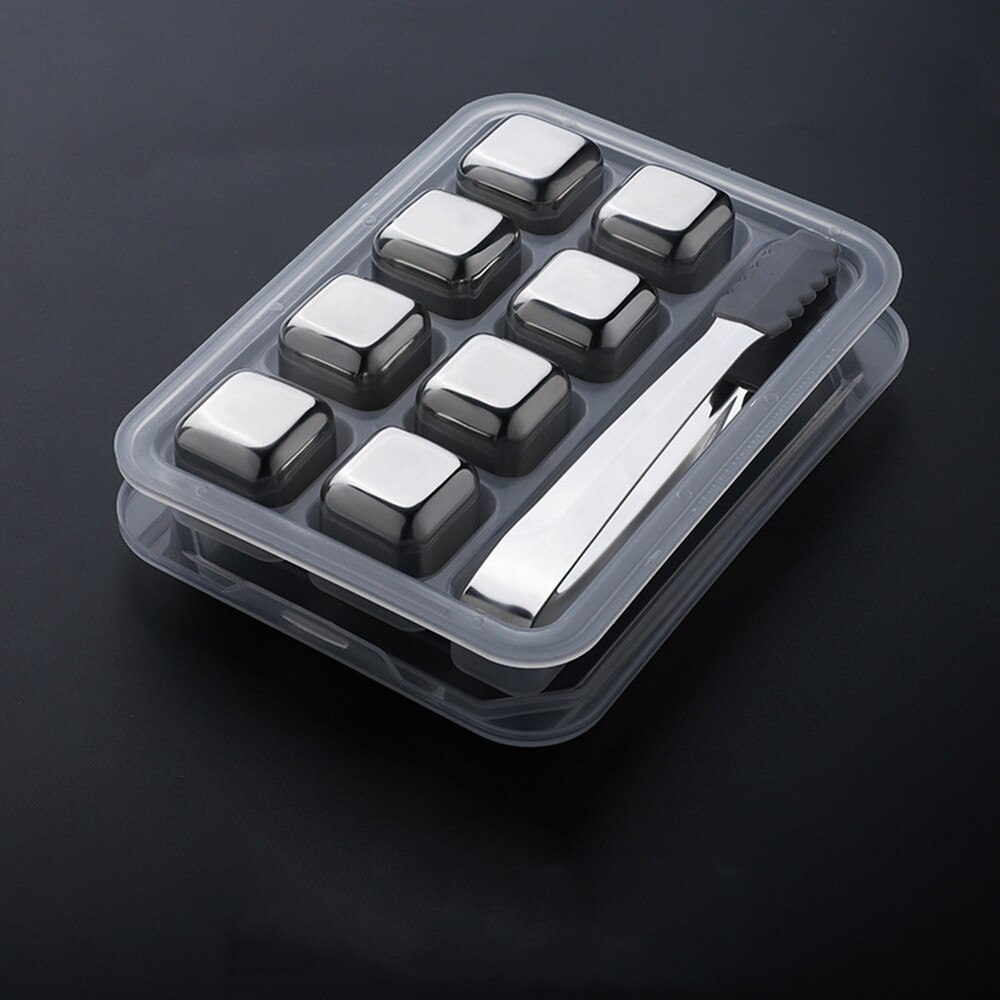 Whisky Stones Ice Cubes Set Reusable Food Grade Stainless Steel Wine Cooling Cube Chilling Rock Party Bar Tool