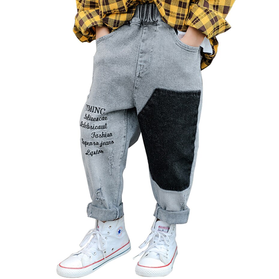 Big Boys Jeans Letter Kids Jeans Boys Autumn Kid's Jeans Casual Style Patchwork Children's Clothing
