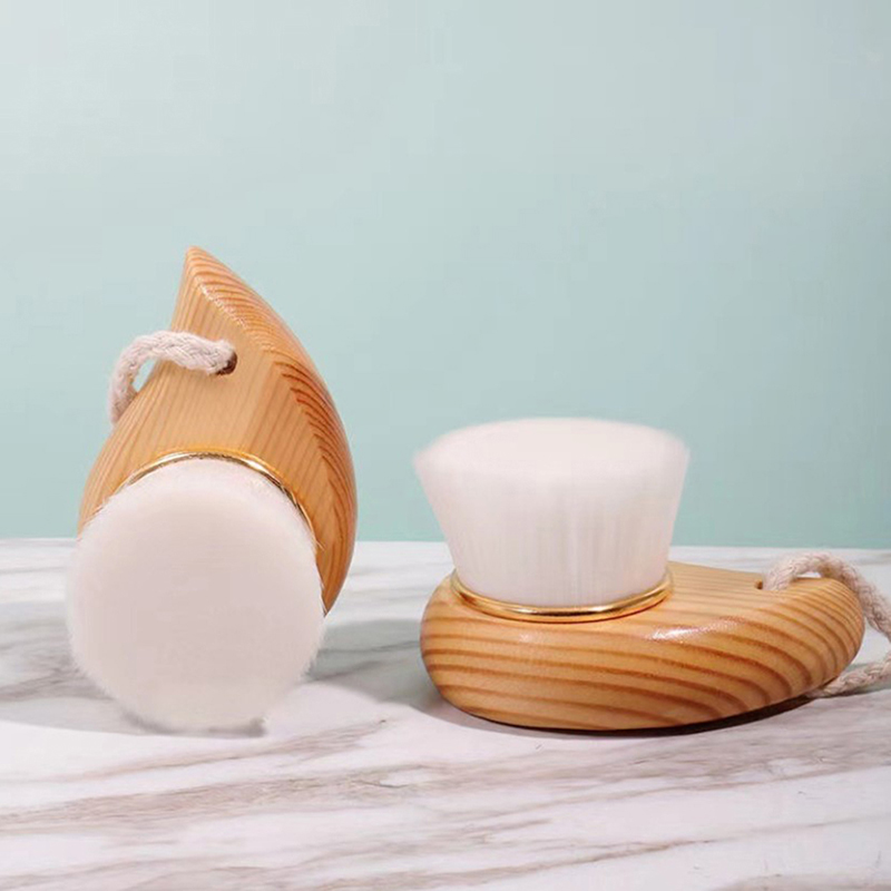 Limpiador profundo de espinillas, cepillo de masaje Facial de belleza, cuidado Facial, mango de madera, cepillo de limpieza Facial, exfoliante de pelo de fibra suave