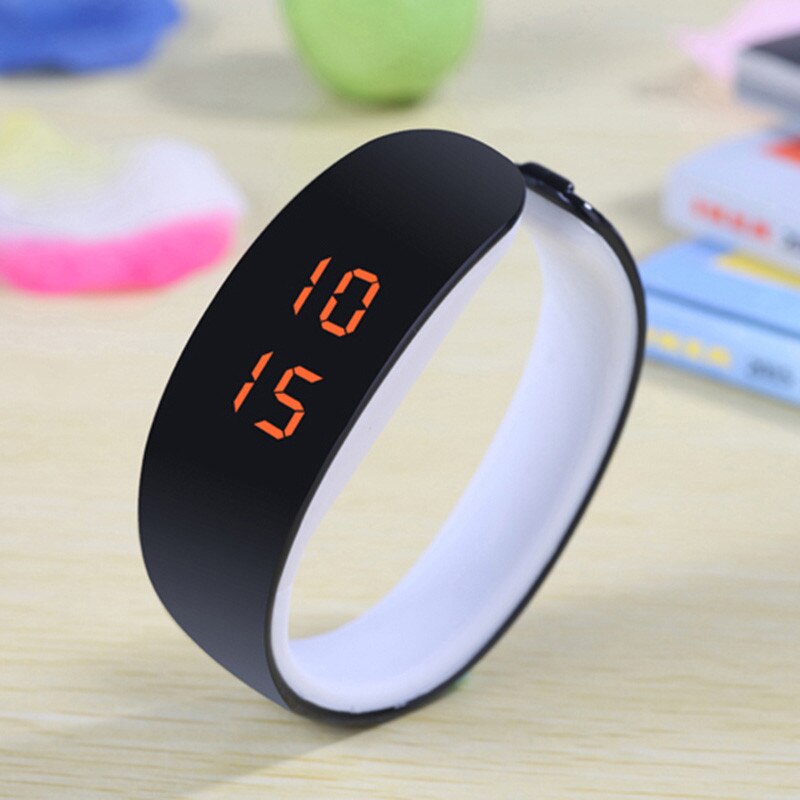 Dame LED montre ovale lumière rouge affichage femmes montres jolie numérique Bracelet montres Relogio masculino horloge: black