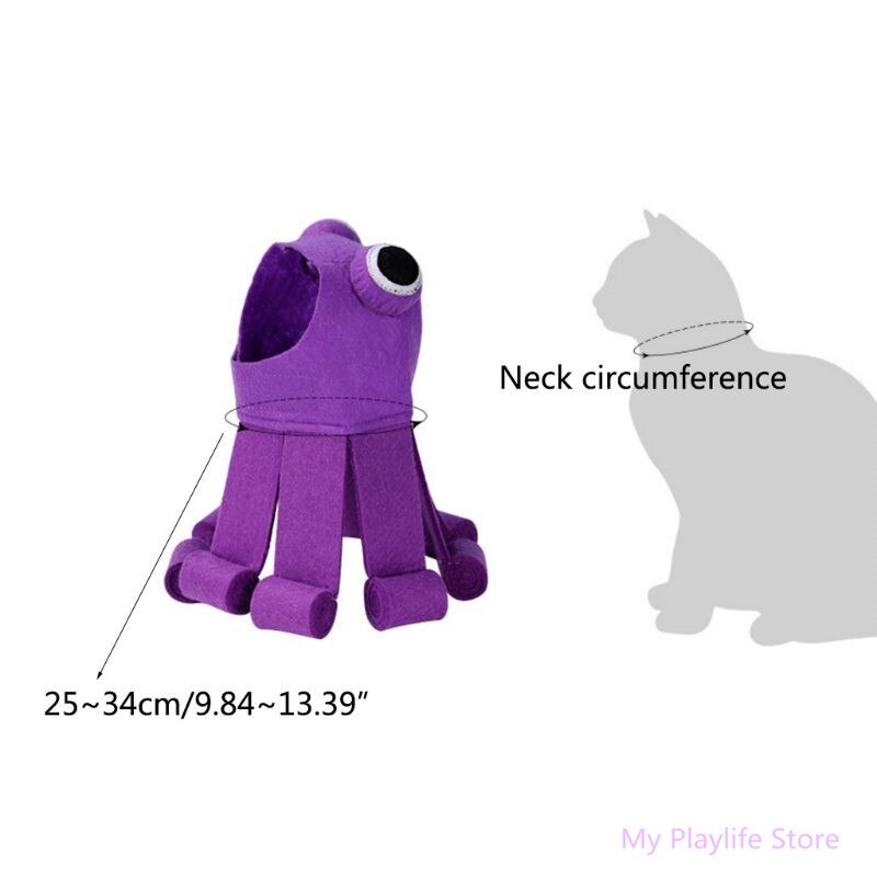 Gorro de fieltro morado con forma de pulpo para gatos, gorro festivo para cachorros y gatitos, sombrero de tocado para gatos, disfraz de Halloween y Navidad C42