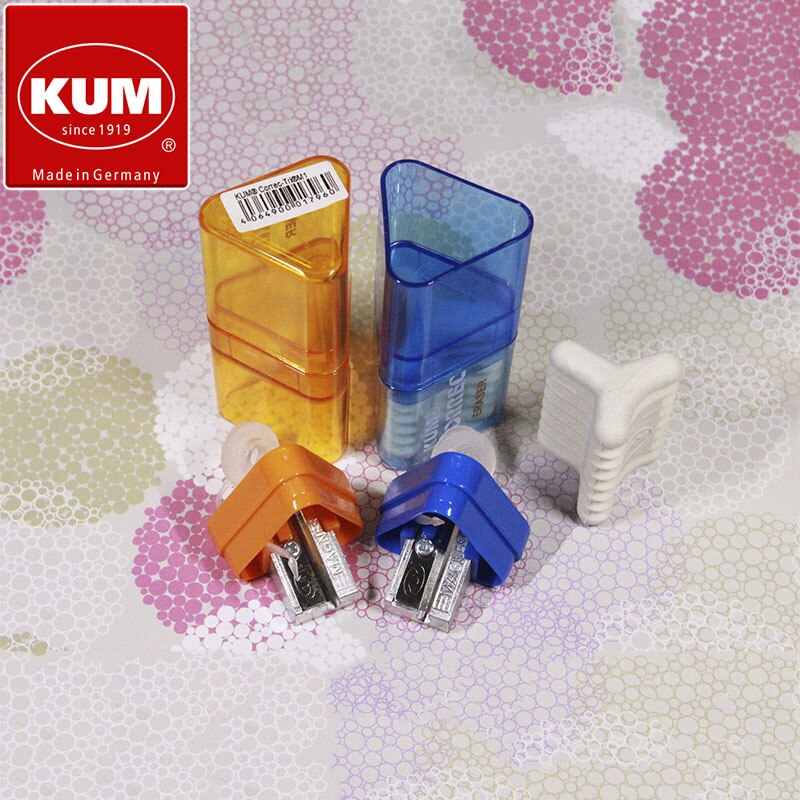 Kumcorrec-tri M1-sacapuntas triangular de Metal y magnesio con Borrador de varios ángulos, suministros escolares portátiles, 1 ud.