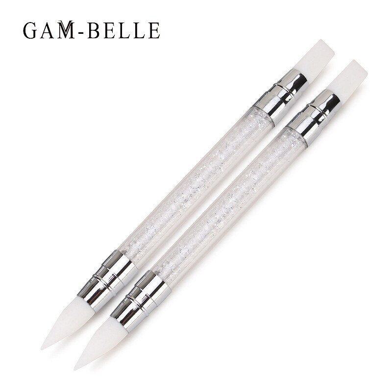 Gam-belle-pincel acrílico de 2 vías, doble cabezal, tallado de flores, pluma de escultura, herramienta de manicura