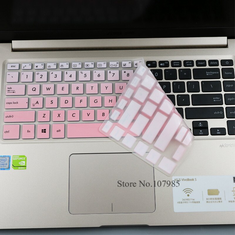 15.6 inch Colorful Silicone Keyboard protector skin Cover guard For ASUS VivoBook F510UA F510U / for ASUS VivoBook S510 15&quot;: GradualPink