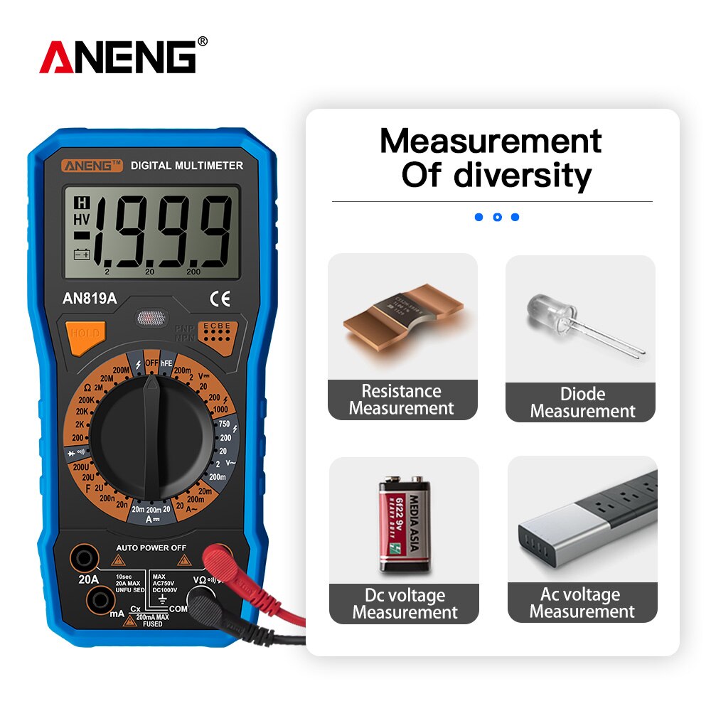 ANENG AN819A Digital Multimeter esrmeter true rms digital multimeter tester voltmeter battery tester multimetro richmet