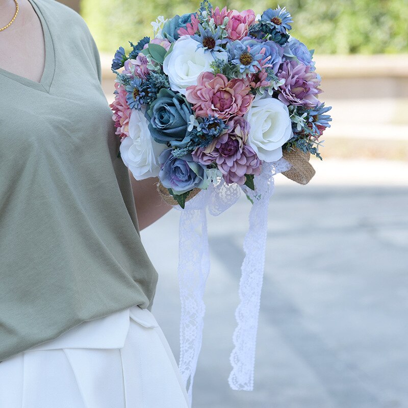 Kyunovia Jahrgang Wilden Blumen Rose Gerbera Hochzeit Strauß Braut Strauß Strauß de mariage braut blume Strauß GC8