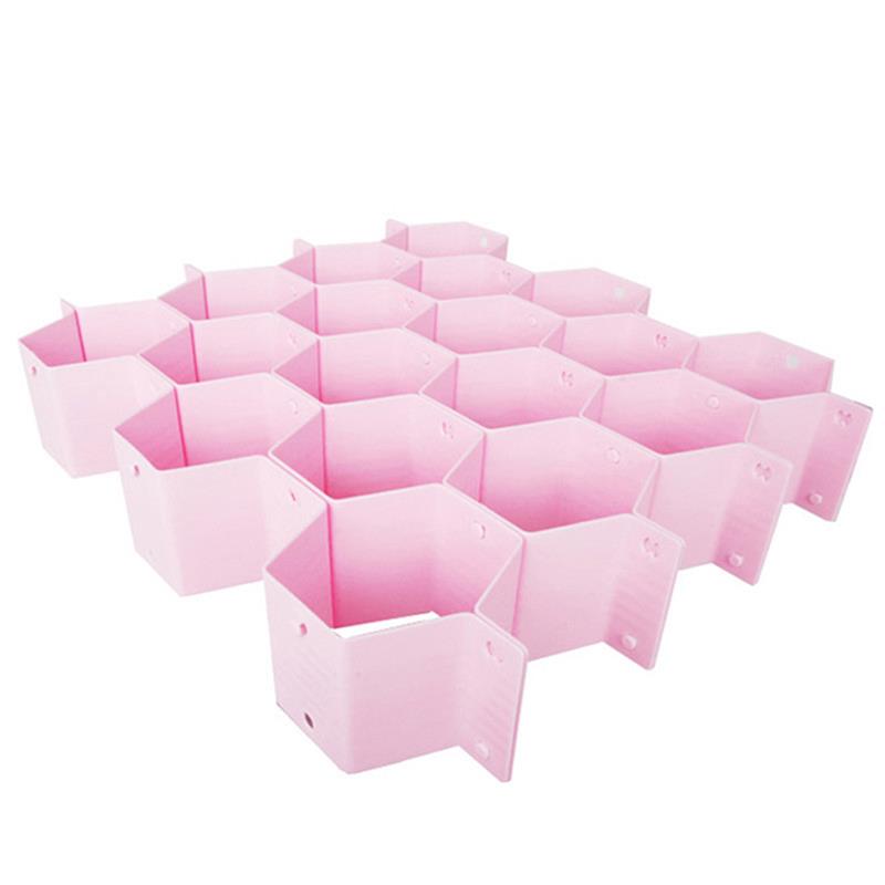 Einstellbare Schublade Waben Schindel Partition Divider Box Separator DIY Grid Lagerung Organizer Zell Sortierung Höschen Socken: Rosa
