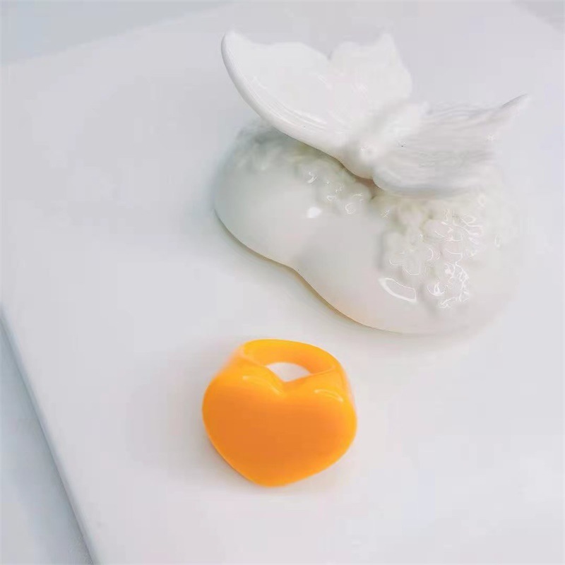 Sweet Charm Kleurrijke Hars Hart Hars Acryl Vinger Ringen Voor Vrouwen Meisjes Eenvoudige Zomer Partij Sieraden: 10