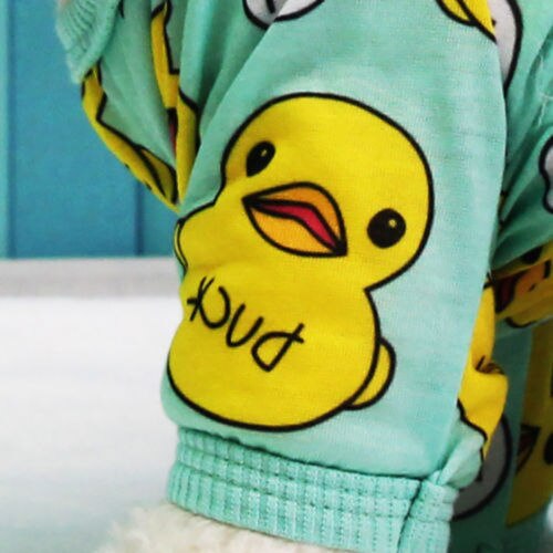 Pyjama en coton pour chiens | Automne et hiver, pyjama , chien jaune canard imprimé, vêtements mignons, combinaison chien chiot, nouvelle