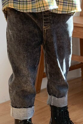Pantalones vaqueros para niños y niñas, pantalones vaqueros elásticos para otoño , pantalones vaqueros sueltos y rectos para niños: Dark Gray / 7 años
