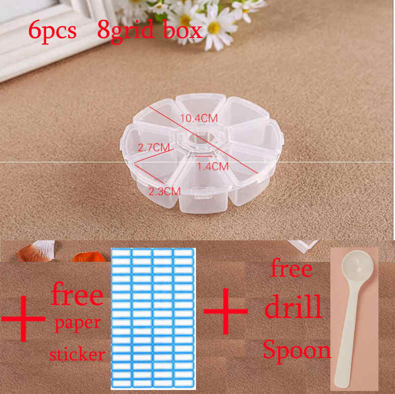 Grote Diamant Schilderen Tool Container Diamant Borduurwerk Stone Opslag Accessoire Mozaïek Gemak Doos Met Gratis Sticker: 6pc 8grid