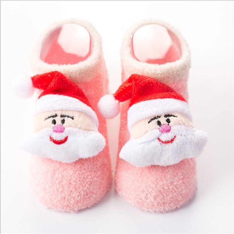 1 Paar Baby Kids Sokken Casual Winter Kerst Sokken David &#39;S Herten Sokken Katoen Cartoon Warm Houden Meisjes Jongens Sokken kerstcadeau: Roze / S(0-6M)